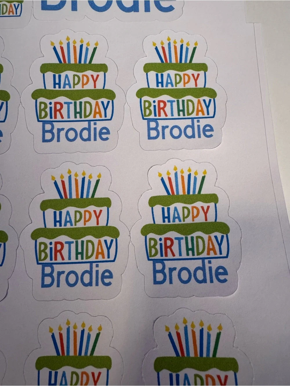 Personalized Happy Birthday Cake Sticker - 3 sheets - Multicolor